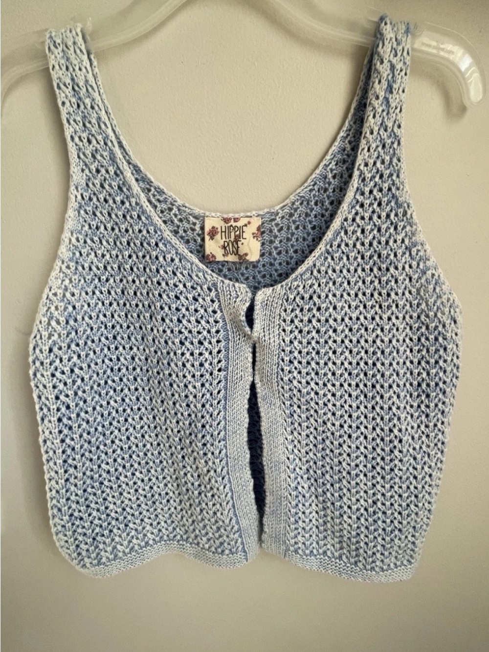 Hippie Rose Pale Blue Crochet Knit Tank
